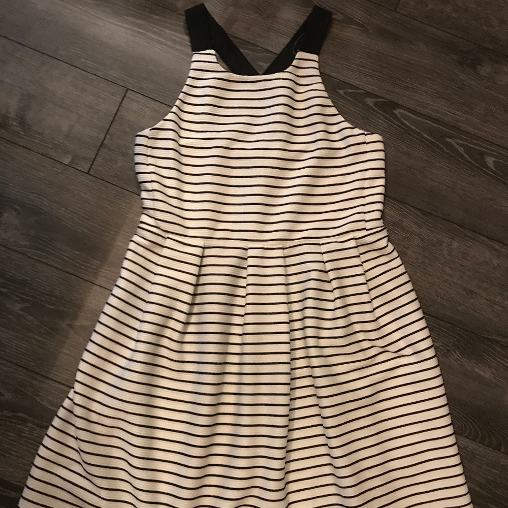 Dex White Black Striped Dress
